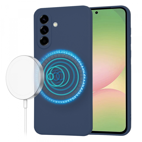 Husa MagSafe pentru Samsung Galaxy A56 A566, Techsuit, SoftFlex, Bleumarin