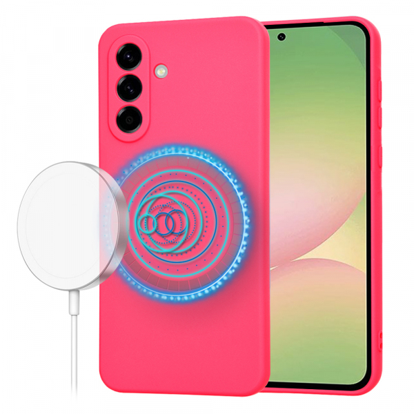 Husa MagSafe pentru Samsung Galaxy A56 A566, Techsuit, SoftFlex, Roz Inchis