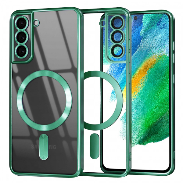 Husa MagSafe pentru Samsung Galaxy S21 FE 5G G990, Techsuit, Luxury Crystal, Verde Deschis