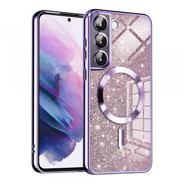 Husa MagSafe pentru Samsung Galaxy S21 FE 5G G990, Techsuit, Luxury Glitter, Mov Deschis