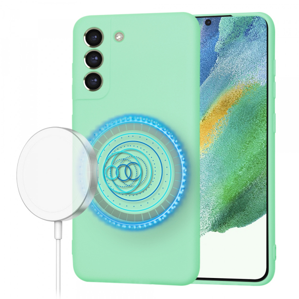 Husa MagSafe pentru Samsung Galaxy S21 FE 5G G990, Techsuit, SoftFlex, Verde Deschis