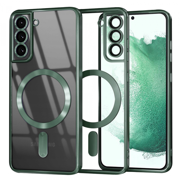 Husa MagSafe pentru Samsung Galaxy S22+ 5G S906, Techsuit, Luxury Crystal, Verde Inchis