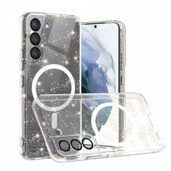 Husa MagSafe pentru Samsung Galaxy S22+ 5G S906, Techsuit, SparkleSkin, Transparenta