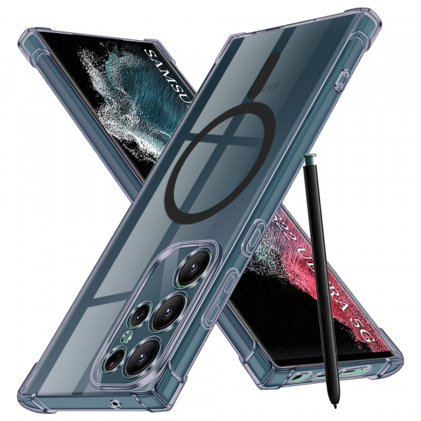 Husa MagSafe pentru Samsung Galaxy S22 Ultra 5G S908, Techsuit, Shockproof Clear, Fumurie