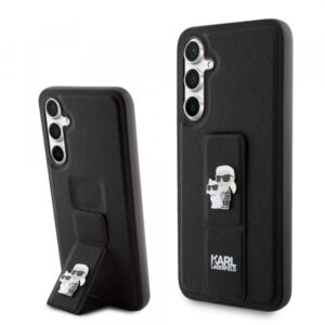 Husa MagSafe pentru Samsung Galaxy S23 FE S711, Karl Lagerfeld, Saffiano Gripstand Karl & Choupette, Neagra