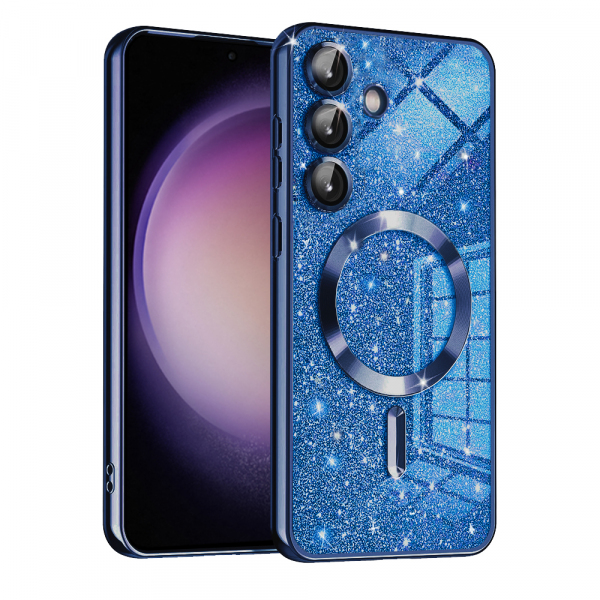 Husa MagSafe pentru Samsung Galaxy S23 FE S711, Techsuit, Luxury Glitter, Albastra Inchis