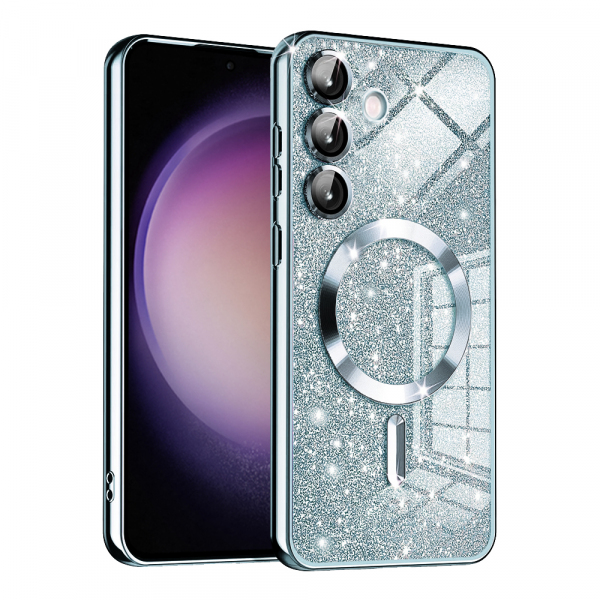 Husa MagSafe pentru Samsung Galaxy S23 FE S711, Techsuit, Luxury Glitter, Bleu