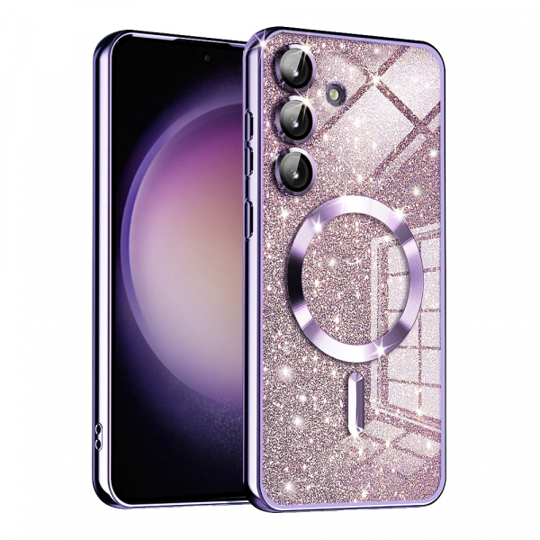 Husa MagSafe pentru Samsung Galaxy S23 FE S711, Techsuit, Luxury Glitter, Mov Deschis
