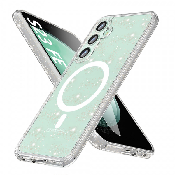 Husa MagSafe pentru Samsung Galaxy S23 FE S711, Techsuit, SparkleSkin, Transparenta