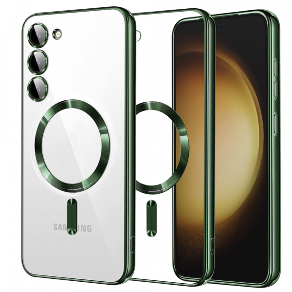 Husa MagSafe pentru Samsung Galaxy S23+ S916, Techsuit, Luxury Crystal, Verde Inchis
