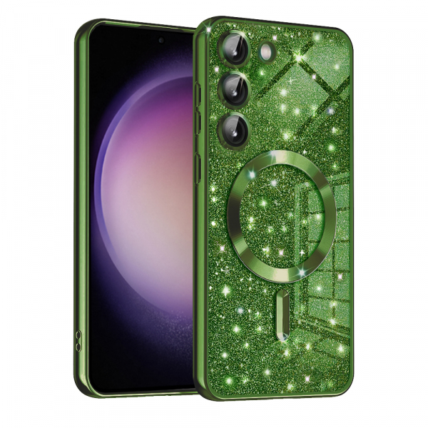 Husa MagSafe pentru Samsung Galaxy S23+ S916, Techsuit, Luxury Glitter, Verde Inchis