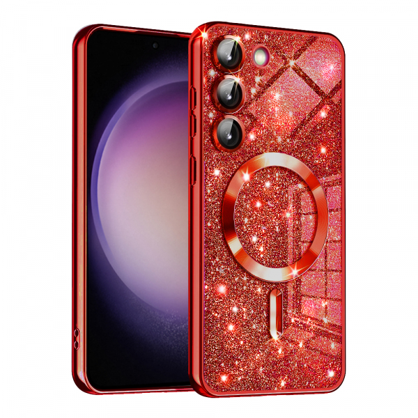 Husa MagSafe pentru Samsung Galaxy S23 S911, Techsuit, Luxury Glitter, Rosie