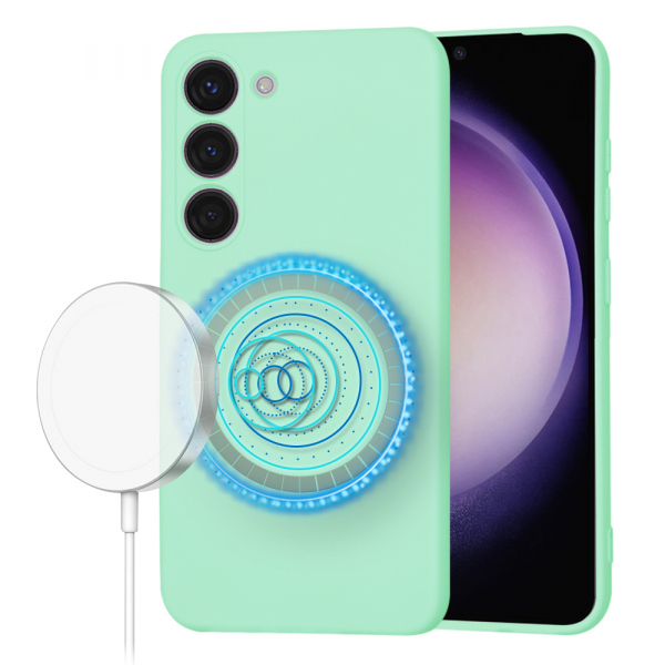 Husa MagSafe pentru Samsung Galaxy S23 S911, Techsuit, SoftFlex, Verde Deschis