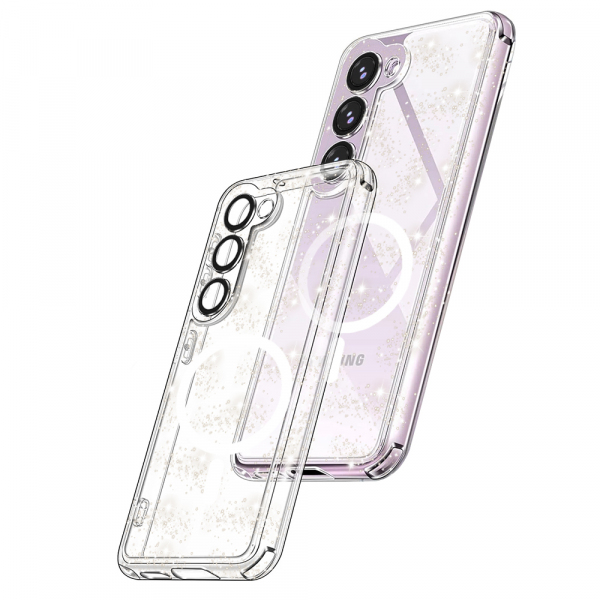 Husa MagSafe pentru Samsung Galaxy S23 S911, Techsuit, SparkleSkin, Transparenta