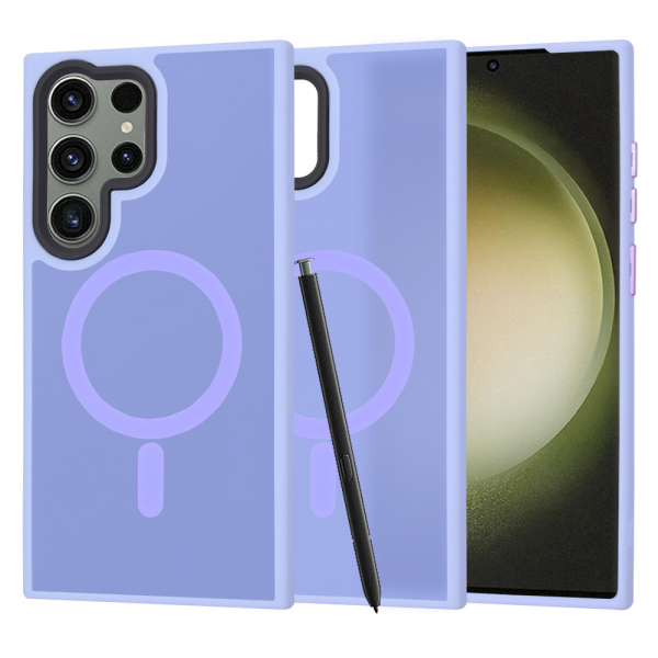 Husa MagSafe pentru Samsung Galaxy S23 Ultra S918, Techsuit, HaloFrost, Mov Deschis