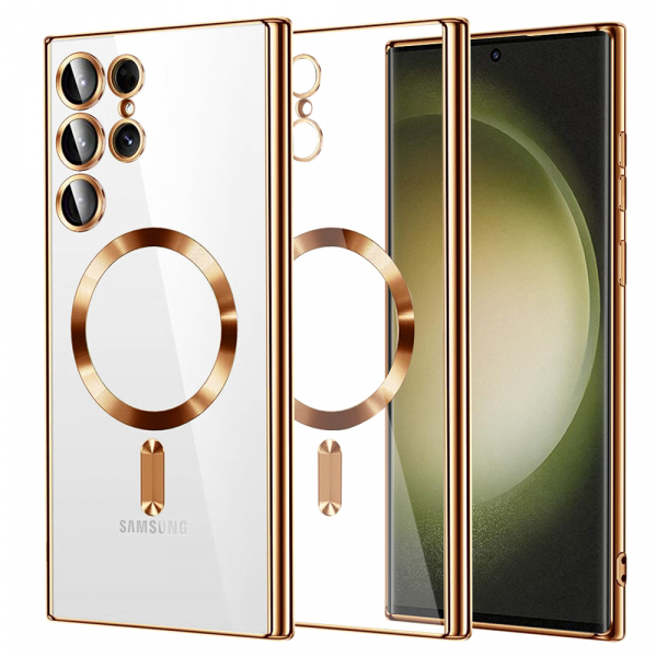Husa MagSafe pentru Samsung Galaxy S23 Ultra S918, Techsuit, Luxury Crystal, Aurie