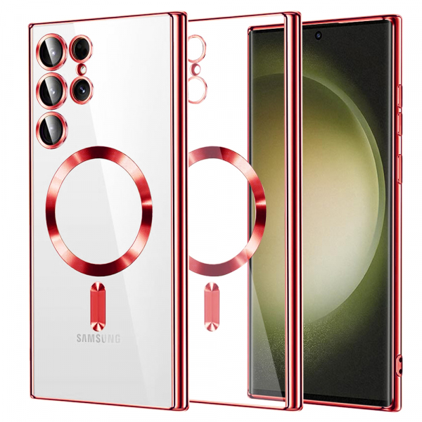 Husa MagSafe pentru Samsung Galaxy S23 Ultra S918, Techsuit, Luxury Crystal, Rosie