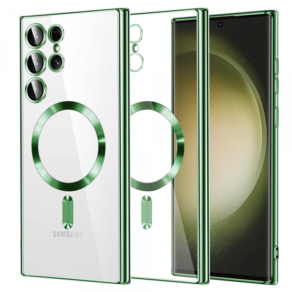 Husa MagSafe pentru Samsung Galaxy S23 Ultra S918, Techsuit, Luxury Crystal, Verde Deschis