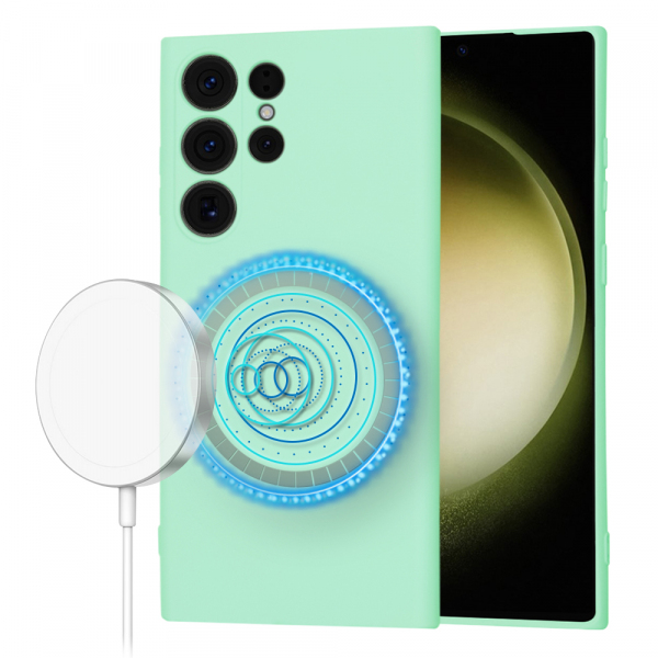 Husa MagSafe pentru Samsung Galaxy S23 Ultra S918, Techsuit, SoftFlex, Verde Deschis