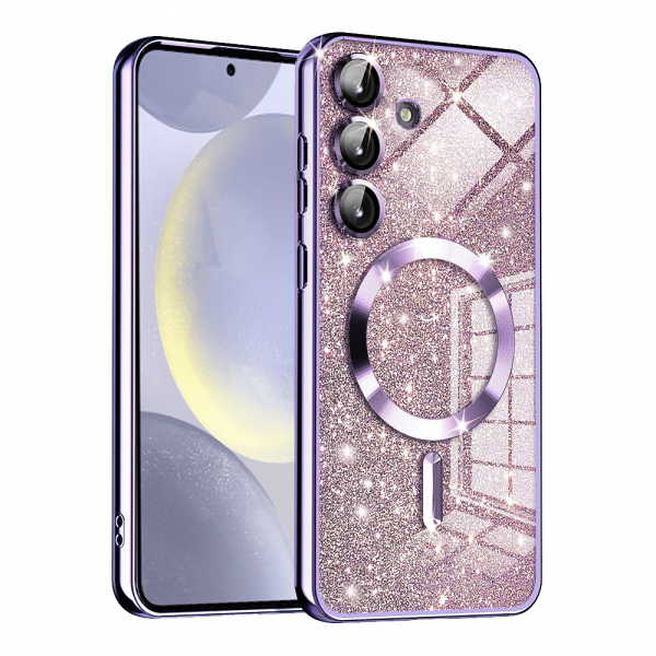 Husa MagSafe pentru Samsung Galaxy S24+ S926, Techsuit, Luxury Glitter, Mov Deschis