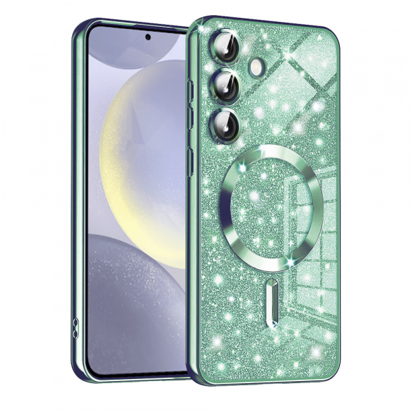 Husa MagSafe pentru Samsung Galaxy S24+ S926, Techsuit, Luxury Glitter, Verde Deschis