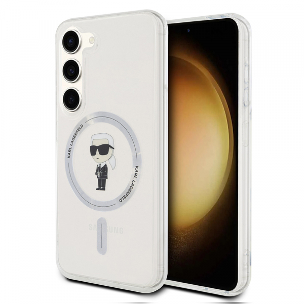 Husa MagSafe pentru Samsung Galaxy S24 S921, Karl Lagerfeld, IML Ikonik Karl, Transparenta