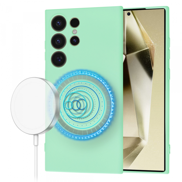 Husa MagSafe pentru Samsung Galaxy S24 Ultra S928, Techsuit, SoftFlex, Verde Deschis