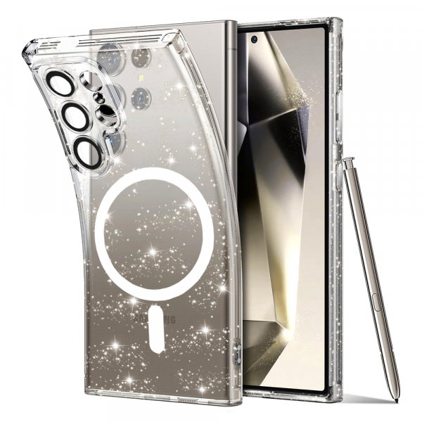 Husa MagSafe pentru Samsung Galaxy S24 Ultra S928, Techsuit, SparkleSkin, Transparenta