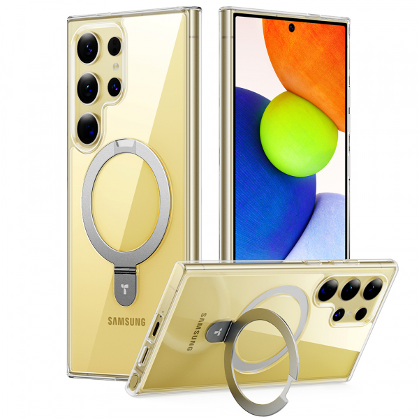 Husa MagSafe pentru Samsung Galaxy S24 Ultra S928, Torras, Ostand, Transparenta