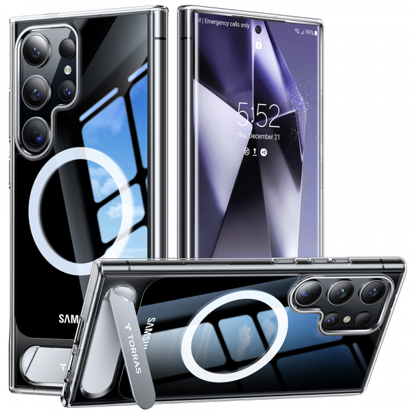 Husa MagSafe pentru Samsung Galaxy S24 Ultra S928, Torras, Pstand, Transparenta