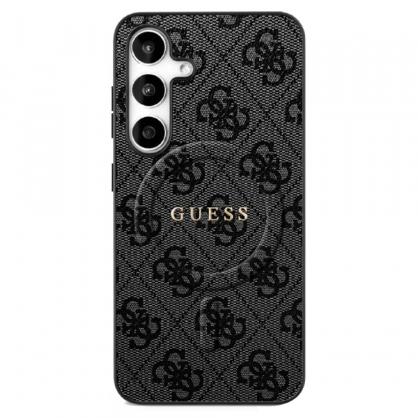 Husa MagSafe pentru Samsung Galaxy S25 FE, Guess, 4G Ring Classic Logo, Neagra