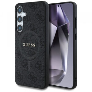 Husa MagSafe pentru Samsung Galaxy S25+ S936, Guess, 4G Ring Classic Logo, Neagra