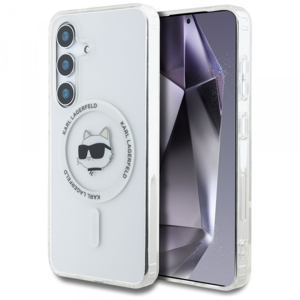 Husa MagSafe pentru Samsung Galaxy S25+ S936, Karl Lagerfeld, IML Choupette\'s Head, Alba