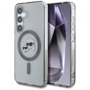 Husa MagSafe pentru Samsung Galaxy S25+ S936, Karl Lagerfeld, IML Metal Karl & Choupette\'s Heads, Neagra