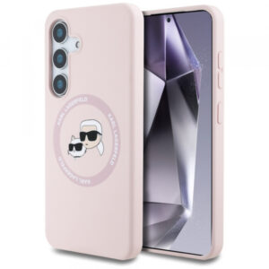 Husa MagSafe pentru Samsung Galaxy S25+ S936, Karl Lagerfeld, Silicone Double Heads, Roz