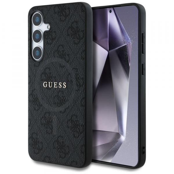 Husa MagSafe pentru Samsung Galaxy S25 S931, Guess, 4G Ring Classic Logo, Neagra