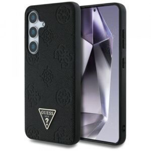 Husa MagSafe pentru Samsung Galaxy S25 S931, Guess, Peony Grained Hot Stamp Triangle, Neagra