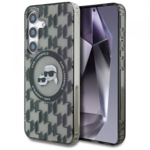 Husa MagSafe pentru Samsung Galaxy S25 S931, Karl Lagerfeld, IML Monogram Karl & Choupette\'s Heads, Neagra