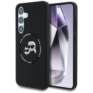 Husa MagSafe pentru Samsung Galaxy S25 S931, Karl Lagerfeld, Silicone Double Heads, Neagra