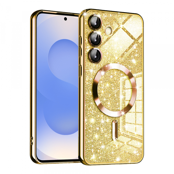 Husa MagSafe pentru Samsung Galaxy S25 S931, Techsuit, Luxury Glitter, Aurie