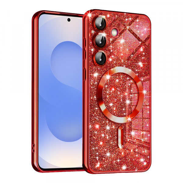 Husa MagSafe pentru Samsung Galaxy S25 S931, Techsuit, Luxury Glitter, Rosie