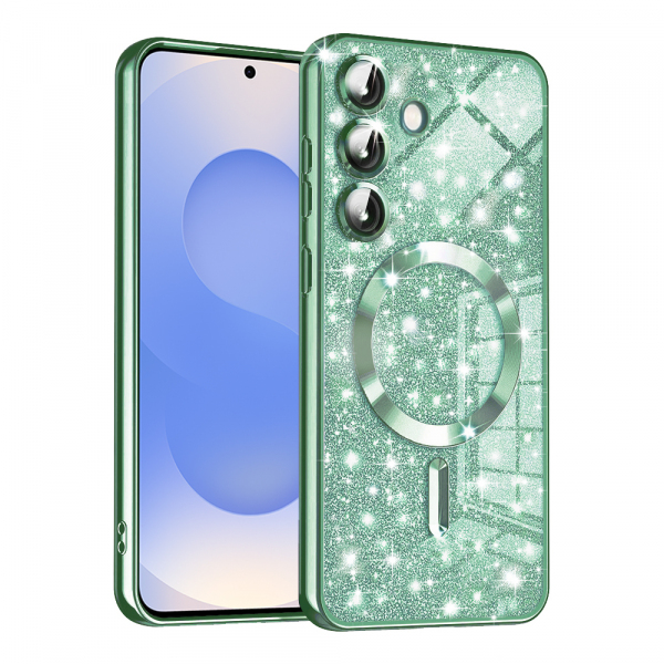 Husa MagSafe pentru Samsung Galaxy S25 S931, Techsuit, Luxury Glitter, Verde Deschis