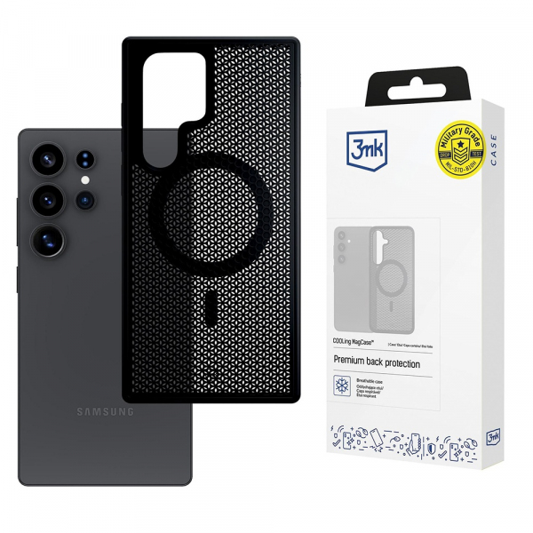 Husa MagSafe pentru Samsung Galaxy S25 Ultra S938, 3MK, COOLing, Neagra