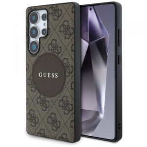 Husa MagSafe pentru Samsung Galaxy S25 Ultra S938, Guess, 4G Circle Classic Logo, Maro