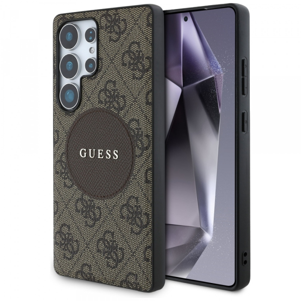 Husa MagSafe pentru Samsung Galaxy S25 Ultra S938, Guess, 4G Circle Classic Logo, Maro