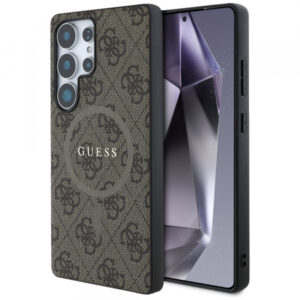 Husa MagSafe pentru Samsung Galaxy S25 Ultra S938, Guess, 4G Ring Classic Logo, Maro