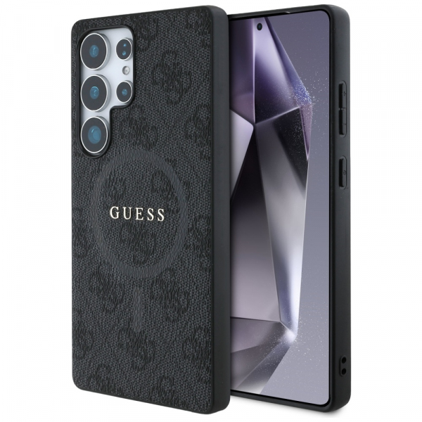 Husa MagSafe pentru Samsung Galaxy S25 Ultra S938, Guess, 4G Ring Classic Logo, Neagra