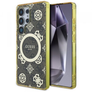 Husa MagSafe pentru Samsung Galaxy S25 Ultra S938, Guess, IML Peony On 4G Background, Maro
