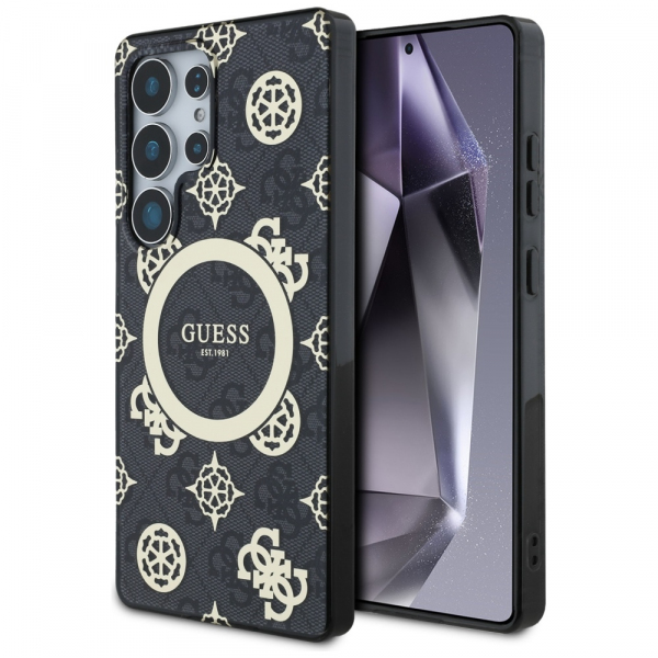 Husa MagSafe pentru Samsung Galaxy S25 Ultra S938, Guess, IML Peony On 4G Background, Neagra
