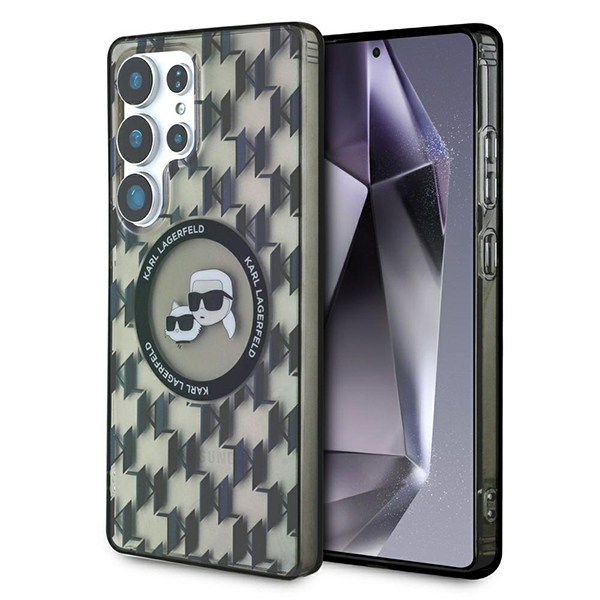 Husa MagSafe pentru Samsung Galaxy S25 Ultra S938, Karl Lagerfeld, IML Monogram Karl & Choupette\'s Heads, Neagra